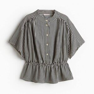 H&M Striped Peplum Crêpe Blouse M